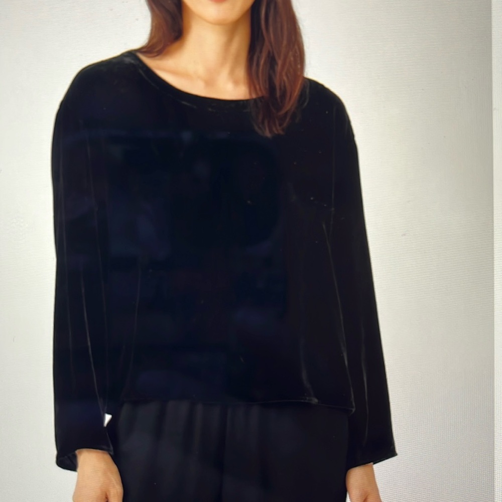 Eileen Fisher Velvet Ballet Neck Box-Top